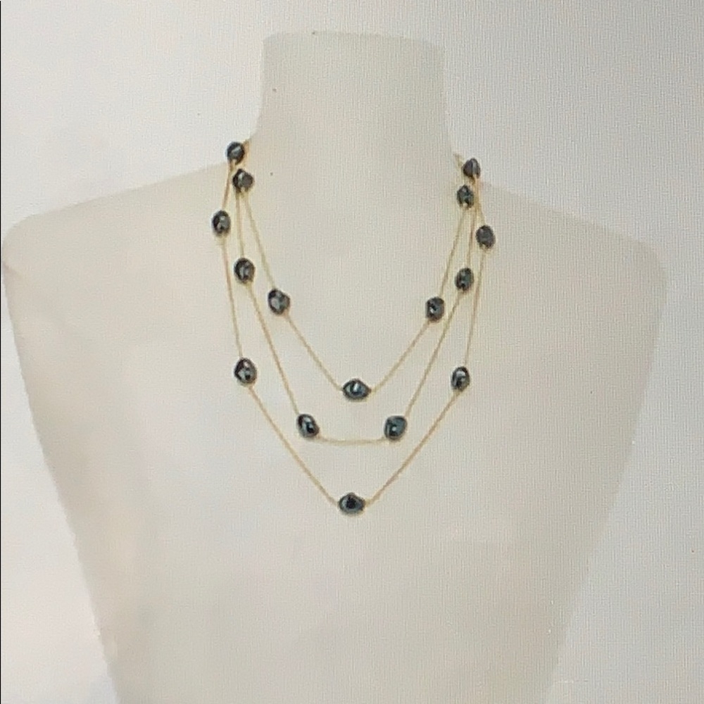 NWT Faux Pearl Baroque multi layered necklace 20”